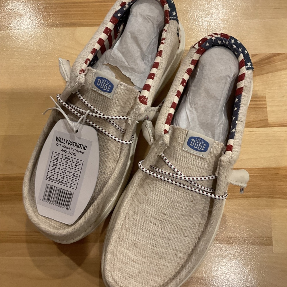 Hey Dude Wally Patriotic Loafers - Beige and Multicolor